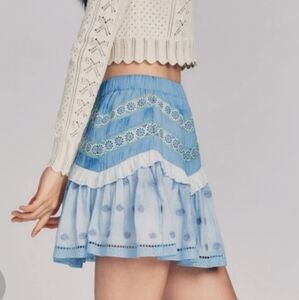 LoveShackFancy Felice Mini Skirt, Seafoam Pearl - XS